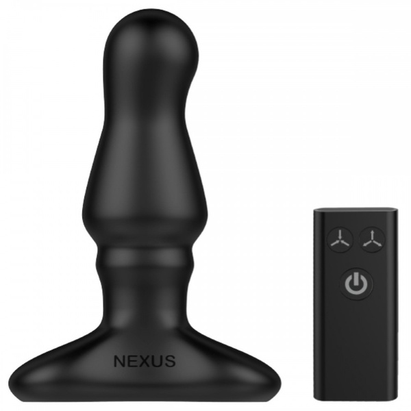 Анальная пробка с вибрацией и накачкой Bolster Nexus, силиконовая, черная, 12 х 4 см E32542 фото