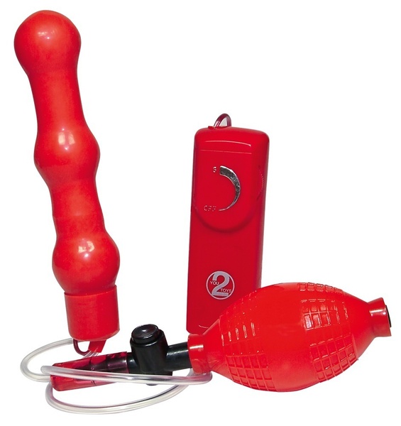 Анальный вибратор с накачкой Bad Kitty, красный, 15 х 3 см BK571652 фото