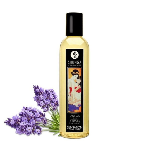 Масажна олія Shunga Sensation - Lavender (250 мл) натуральна зволожуюча SO2872 фото