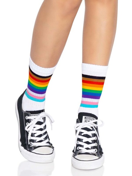 Шкарпетки жіночі в смужку Leg Avenue Pride crew socks Rainbow, 37–43 розмір SO8584 фото