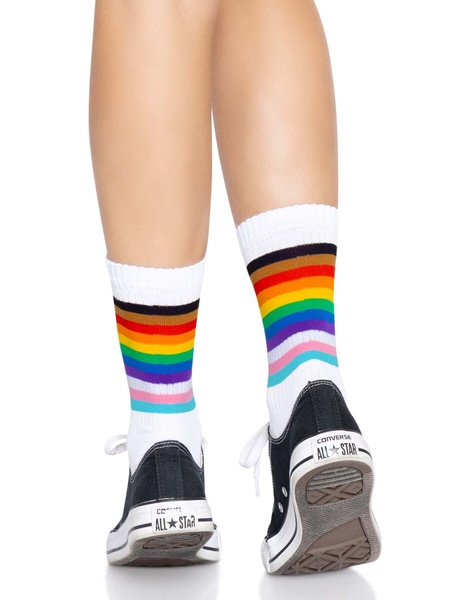 Шкарпетки жіночі в смужку Leg Avenue Pride crew socks Rainbow, 37–43 розмір SO8584 фото