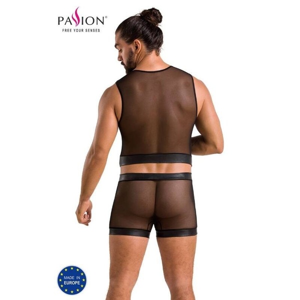 Комплект мужского белья на шнуровке Passion 053 SET WILLIAM L/XL Black, жилет, боксеры SO7627 фото