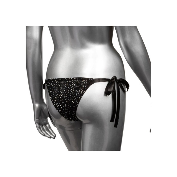 Трусики со стразами на завязках CalExotics Radiance Side-Tie Panties, черные, One size CE12265 фото