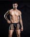 Мужские трусы-боксеры с вставками из эко-кожи и сетки Dexter S/M JSY-7266 фото 1