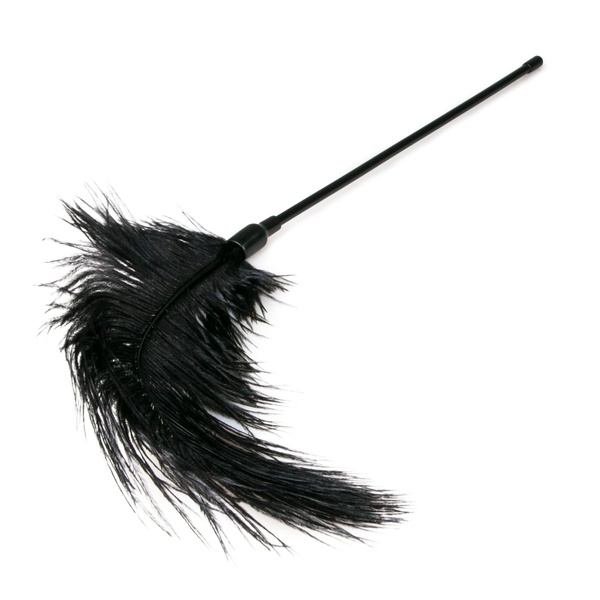 Тиклер, страусиное перо, на ручке, черное, 55 см 27924/ET254BLK фото