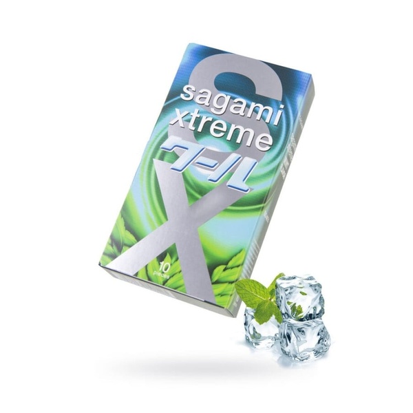 Презервативы латексные Sagami Xtreme Mint, с ароматом мяты (цена за упаковку, 10 штук) SG101405 фото