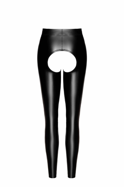 Лeггинсы Noir Handmade F304 Taboo wetlook leggings with open crotch and bum - L SX0263 фото
