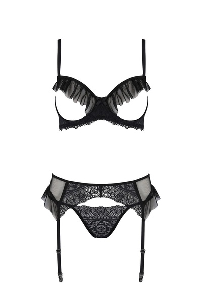 Комплект Passion KERRIA SET WITH OPEN BRA black S/M - ECO Passion SX0495 фото