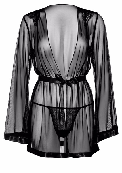 Кимоно прозрачное с поясом и стрингами Daring Intimates, черный, S/M DI75109 фото