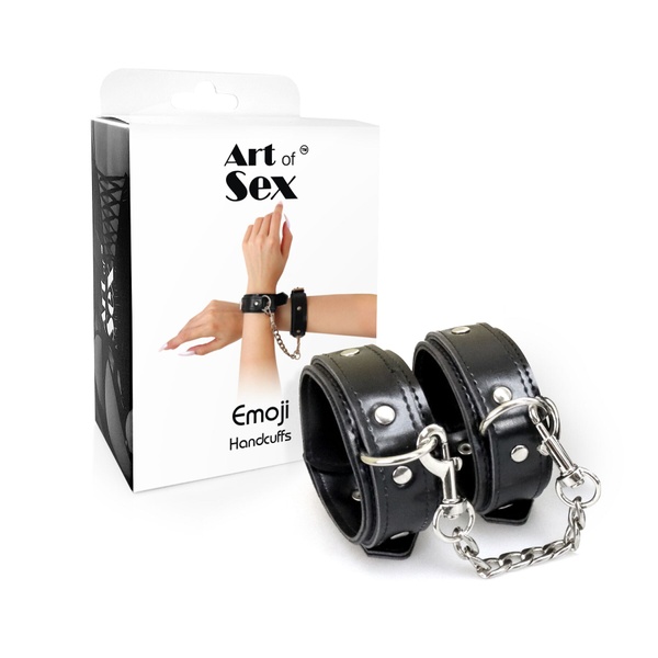 Наручники из экокожи Art of Sex - Handcuffs Emoji, цвет черный SO9976 фото