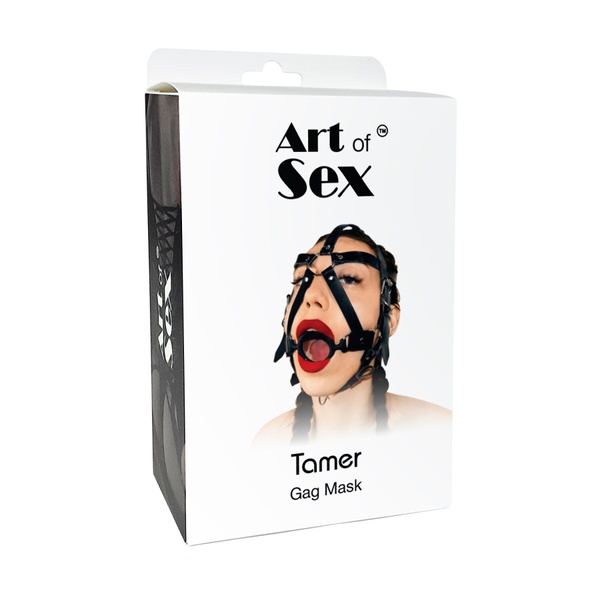 Кляп-маска с силиконовым кольцом Art of Sex - Tamer, Натуральная кожа, цвет Черный SO9664 фото