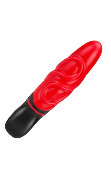 Розкішний вібратор з опуклими реберцями для стимуляції AMOR BIG VIBRATOR BRUCE Red (Додаток НЕ функціонує!) AMOR-AM075-1 Red фото