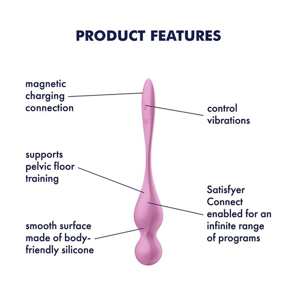 Вагинальные шарики с вибрацией Satisfyer Love Birds 1 Connect App Pink SX0570 фото