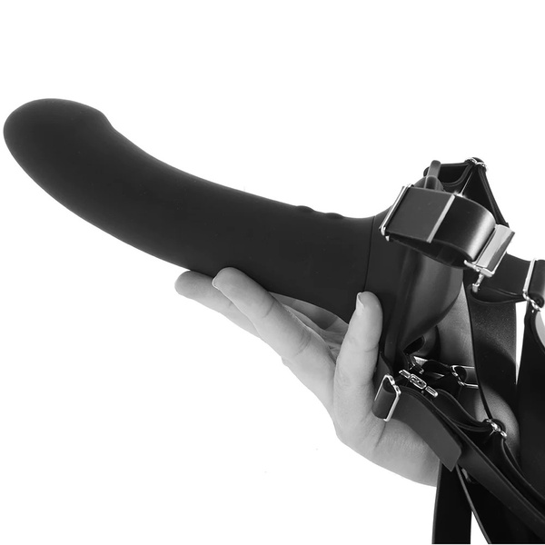 Страпон с вибрацией на ремнях California Exotic с пультом управления, черный, 16.5 см x 3.75 см CL14691 фото