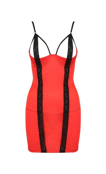 Платье красное с черной отделкой и трусики стринги FEMMINA CHEMISE S/M - Passion P53180 фото