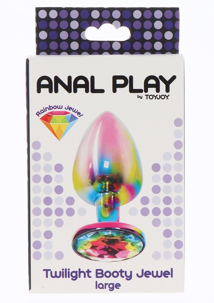 Анальная пробка металлическая Toy Joy Twilight Booty Jewel с кристаллом, радужный, Large TJ10279 фото