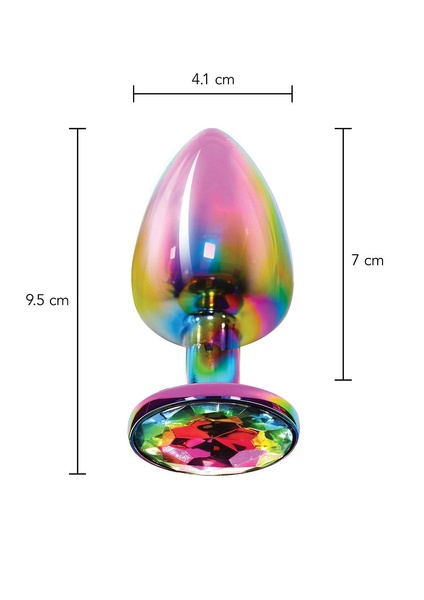 Анальная пробка металлическая Toy Joy Twilight Booty Jewel с кристаллом, радужный, Large TJ10279 фото