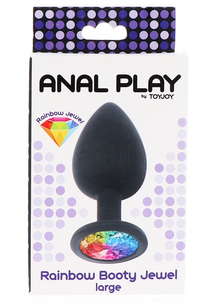 Анальная пробка Toy Joy Rainbow Booty Jewel с радужным кристаллом, черный, Large TJ10298 фото