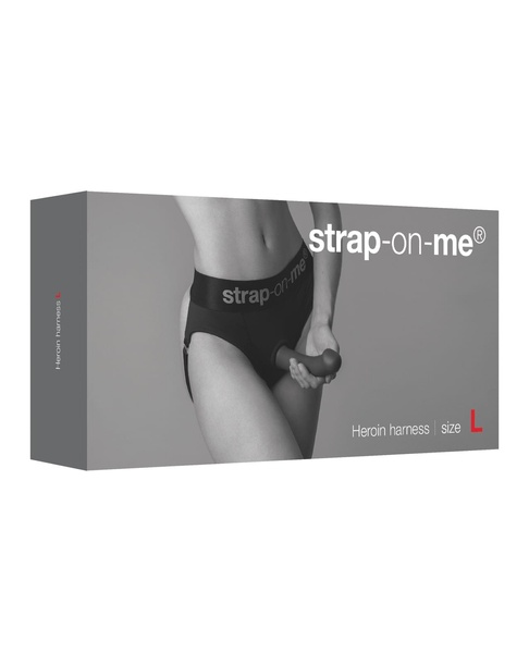 Трусики для страпона, L, Strap-On-Me кольцевое крепление, с отрытыми ягодицами, черные SOM32138 фото