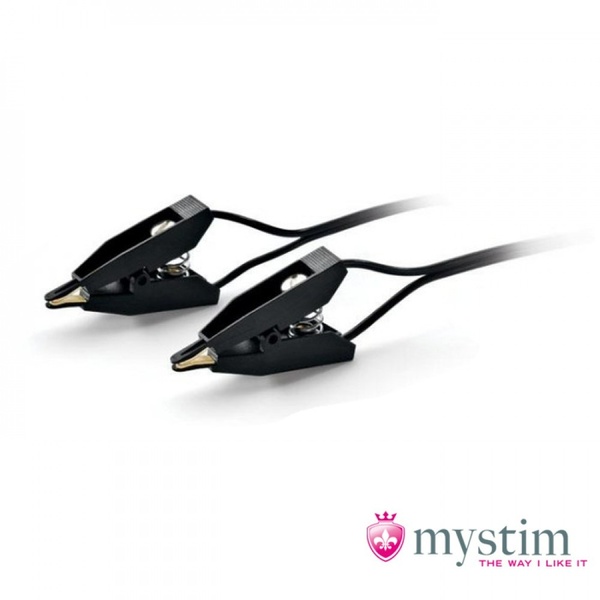 Зажимы для сосков с электростимуляцией Mystim, черные, 4 см SM21895 фото