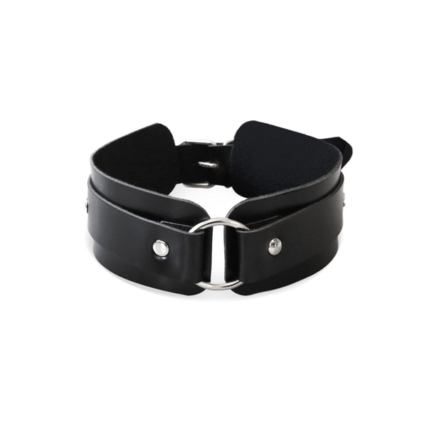 БДСМ-ошейник с кольцом Art of Sex - Martina Collar with ring, натуральная кожа, цвет черный SX0517 фото