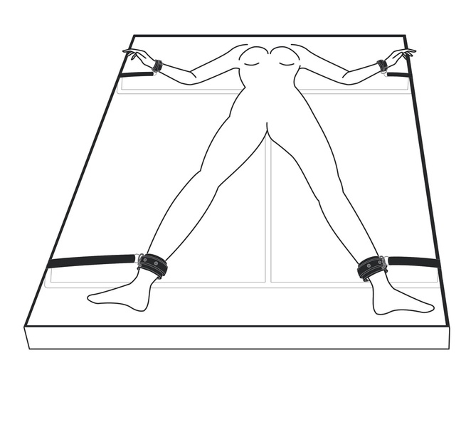 Набор для бондажа на кровать с манжетами для рук и ног Under Mattress Restraint Set, черный 29898 /ET375BLK фото