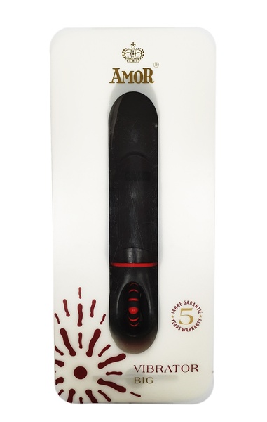 Вибратор с оригинальным дизайном и ребристой поверхностю AMOR BIG VIBRATOR ANGELUS Black (Приложение НЕ Функционирует!) AMOR-AM071 Black фото