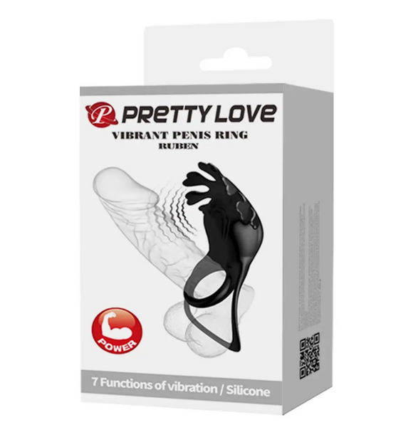 Кільце ерекційне Pretty Love - Vibration Penis Ring Ruben Black BI-210311-1 фото