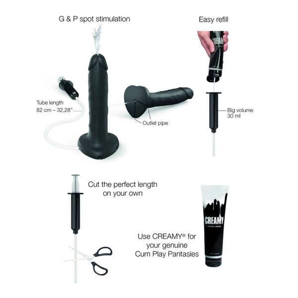 Кончающий фаллоимитатор Strap-On-Me Squirting Cum Dildo Realistic Black, диам. 3,5 см, силикон SO9015 фото