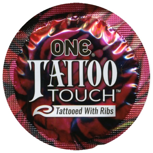 Набір презервативів із рельєфним малюнком на поверхні ONE Tattoo Touch 100 шт ONE112000B фото