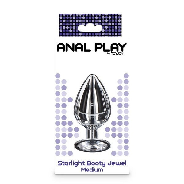 Анальная пробка металлическая Toy Joy Starlight Booty Jewel c белым кристаллом, Medium TJ10571 фото