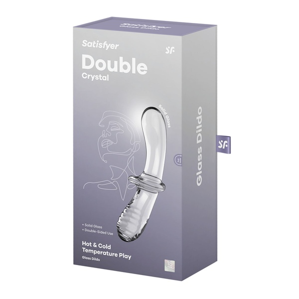 Двусторонний стеклянный дилдо Satisfyer Double Crystal Transparent, боросиликатное стекло, унисекс SO8784 фото