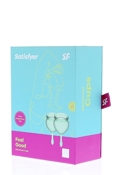 Набор менструальных чаш Satisfyer Feel Good (dark green), 15мл и 20мл, мешочек для хранения T360103 фото