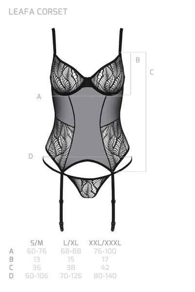 Корсет Passion LEAFA CORSET black S/M - ECO Passion SX0504 фото