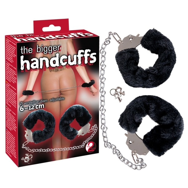 Наручники Bigger Furry Handcuffs, 6 - 12 см, черные YT520853 фото