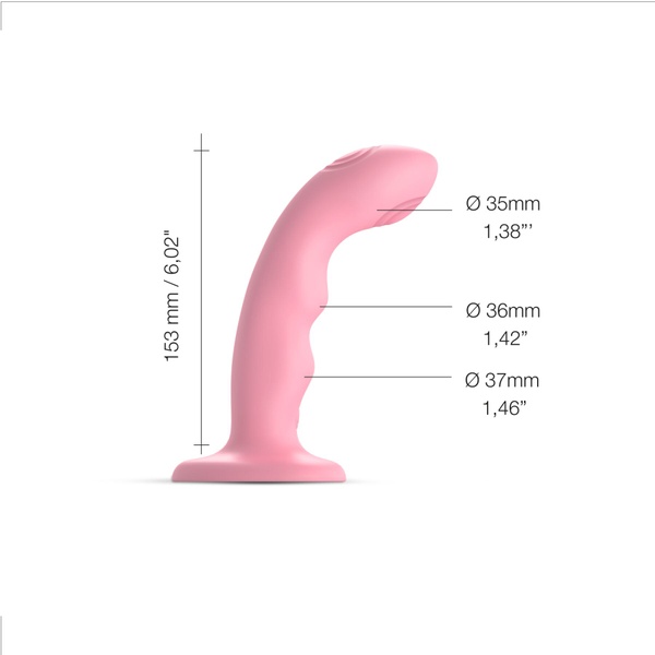 Насадка для страпона с двойной точечной пульсацией Strap-On-Me TAPPING DILDO WAVE - CORAL PINK SO9622 фото