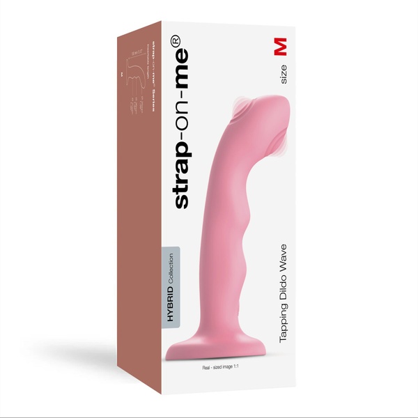 Насадка для страпона с двойной точечной пульсацией Strap-On-Me TAPPING DILDO WAVE - CORAL PINK SO9622 фото