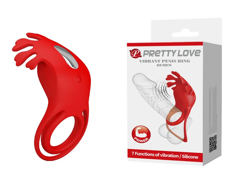 Кольцо эрекционное Pretty Love - Vibration Penis Ring Ruben Red BI-210311 фото