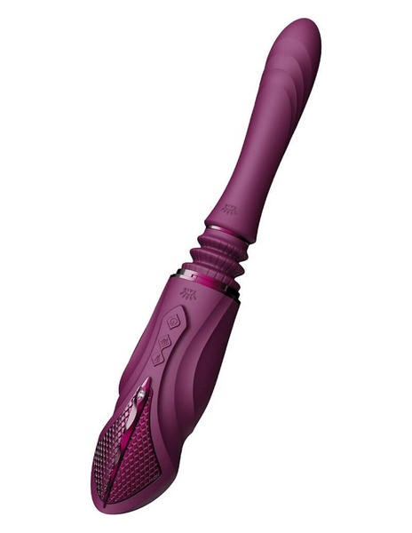 Компактная смарт секс-машина Zalo – Sesh Velvet Purple, 2 насадки, пульт ДУ, кристалл Swarovski SO9555 фото