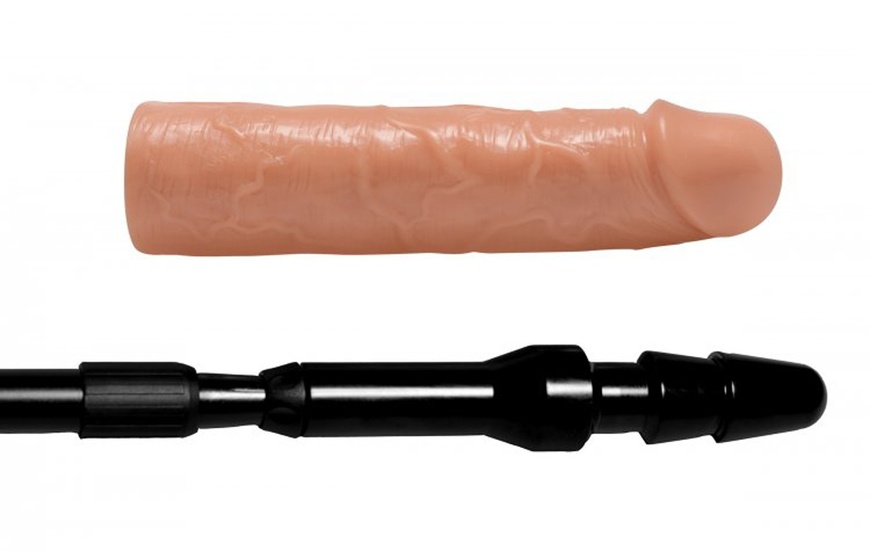 Реалистичная насадка на регулируемой длинной черной рукояти Dick Stick - Dildo On Expandable Rod 29119 / AF565 фото