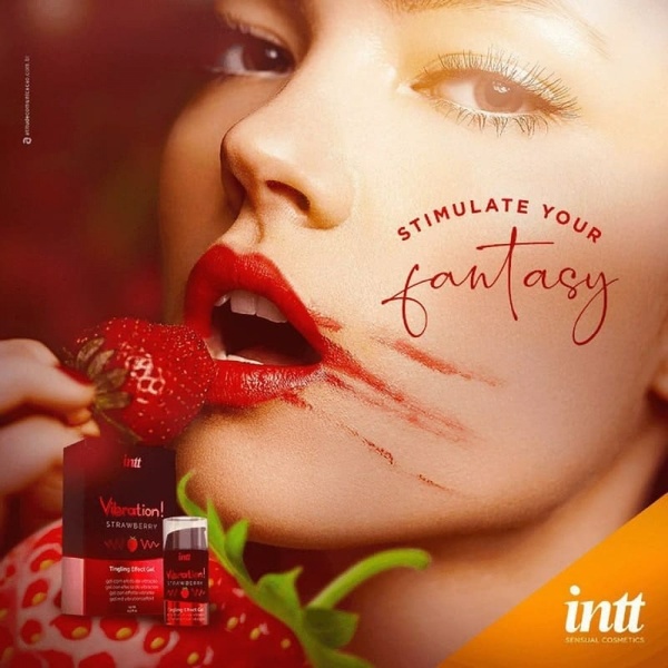 Жидкий вибратор Intt Vibration Strawberry (15 мл), густой гель, очень вкусный, действует до 30 минут IN15325 фото