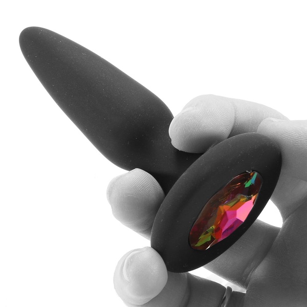 Анальная пробка с разноцветным кристаллом NS Novelties Glams, черный, Mini NN280480 фото