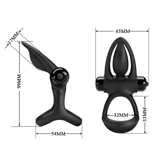 Ерекційне вібро кільце Pretty Love - Vibration Cock Ring, 10 vibration functions Black BI-210306-1 фото