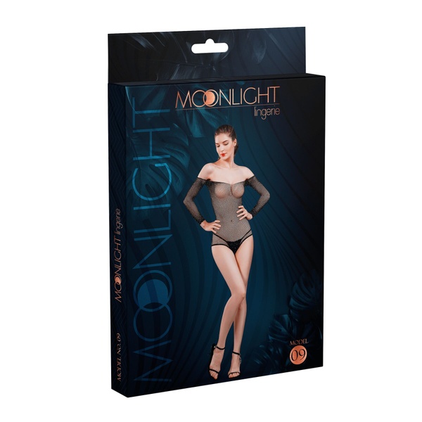 Сетчатое боди со стразами Moonlight Model 09 XS-L Black (мятая упаковка!!!) SO6342-R фото