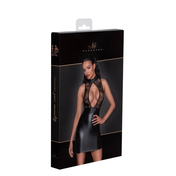Платье сексуальное виниловое L F241 Noir Handmade, с глубоким декольте, черное NR08465 фото
