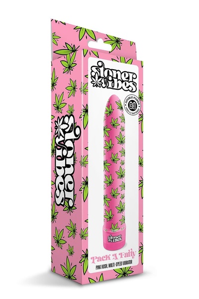 Вібратор нереалістичний із принтом Stoner Vibes Global Novelties, рожевий, 20.3 х 3.8 см GN880117 фото