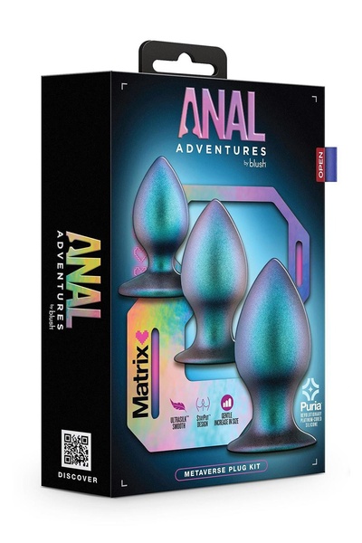 Набор анальных пробок разного размера Anal Adventure Blush, силиконовые, Ультрамарин T331990 фото