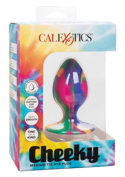 Анальная пробка силиконовая CalExotics Cheeky Tie-Dye Plug, разноцветная, Medium CE01525 фото