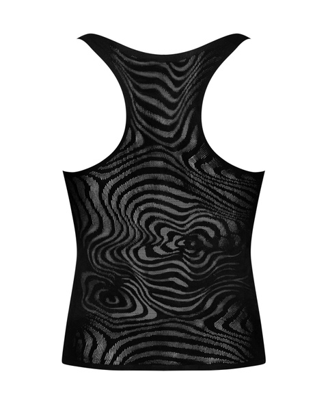 Мужская полупрозрачная майка-борцовка с узором Obsessive T103 tank top S/M/L, черная SO7311 фото