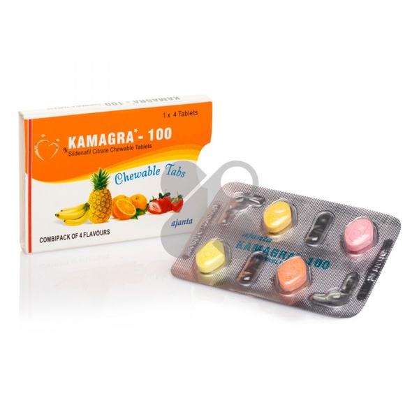 Таблетки для потенції Kamagra 100 Chewable Tabs за 1 упаковку (4 табл.) B5286-2 фото